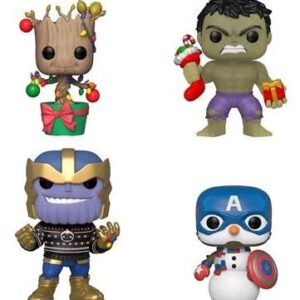 Marvel Happy Holiday 4 Pack Figure Vinyl Funko Hulk Groot Thanos Cap Snowman