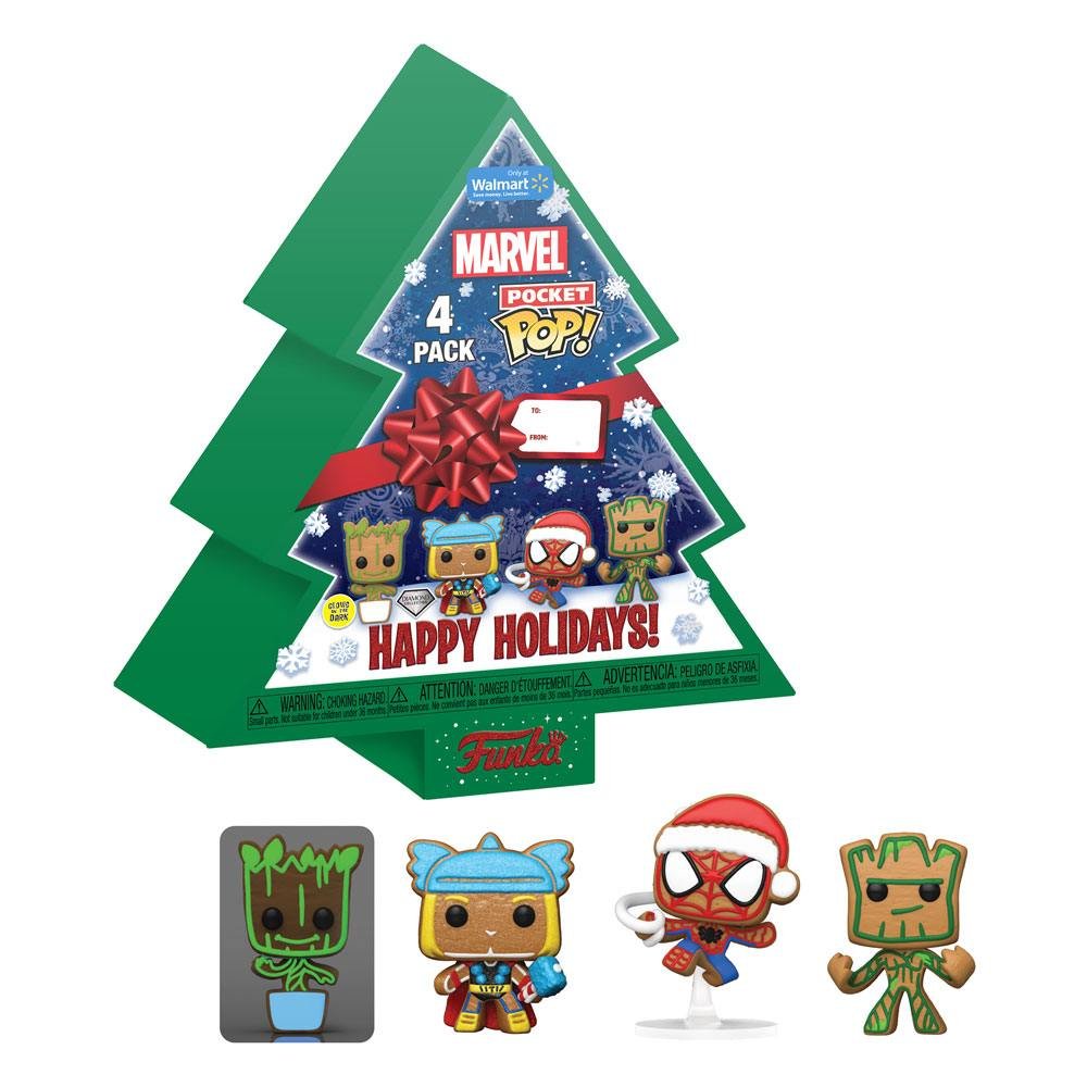 Marvel Holiday 2022 Pocket Pop Vinyl Keychains 4 Pack Tree Holiday Box 4 Cm