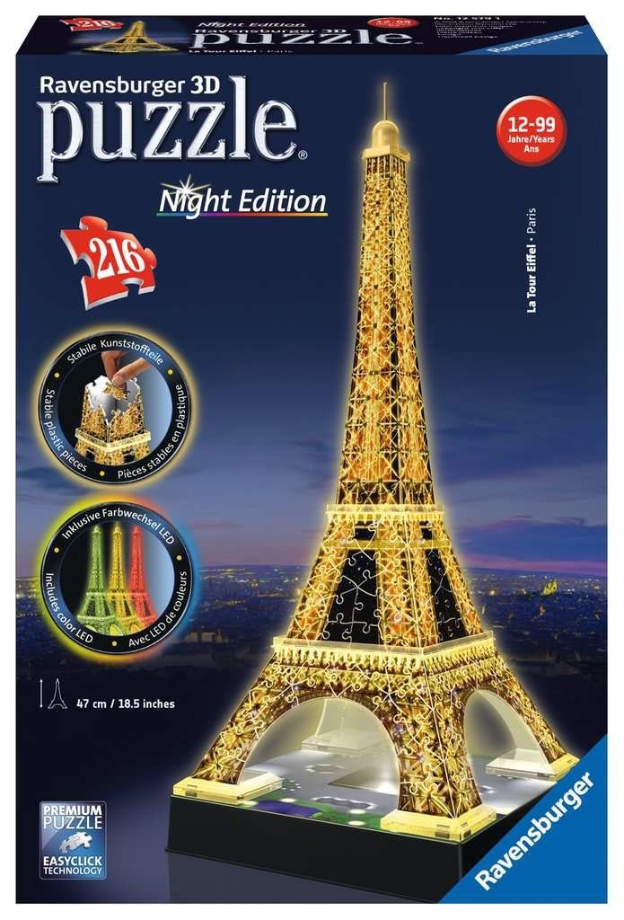 Torre Eiffel Night Edition Puzzle 3D Con Luci