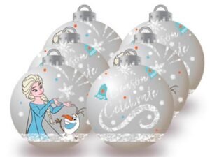 Frozen Palline Albero Natale 8 Cm Pack 6 Disney Argento