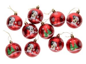 Mickey Mouse Palline Albero Natale 6 Cm Pack 10 Rosso Disney