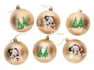 Copy Of Mickey Mouse Palline Albero Natale 8 Cm Pack 6 Disney Oro