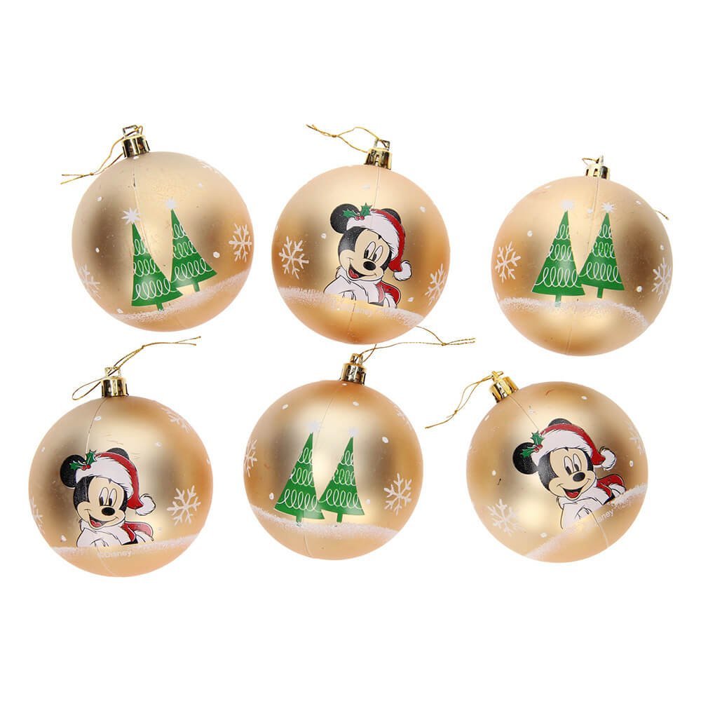 Copy Of Mickey Mouse Palline Albero Natale 8 Cm Pack 6 Disney Oro
