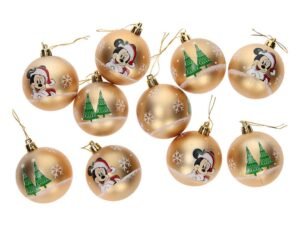 Mickey Mouse Palline Albero Natale 6 Cm Pack 10 Oro