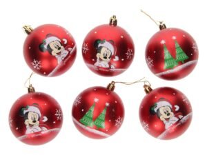 Mickey Mouse Palline Albero Natale 8 Cm Pack 6 Disney Rosso