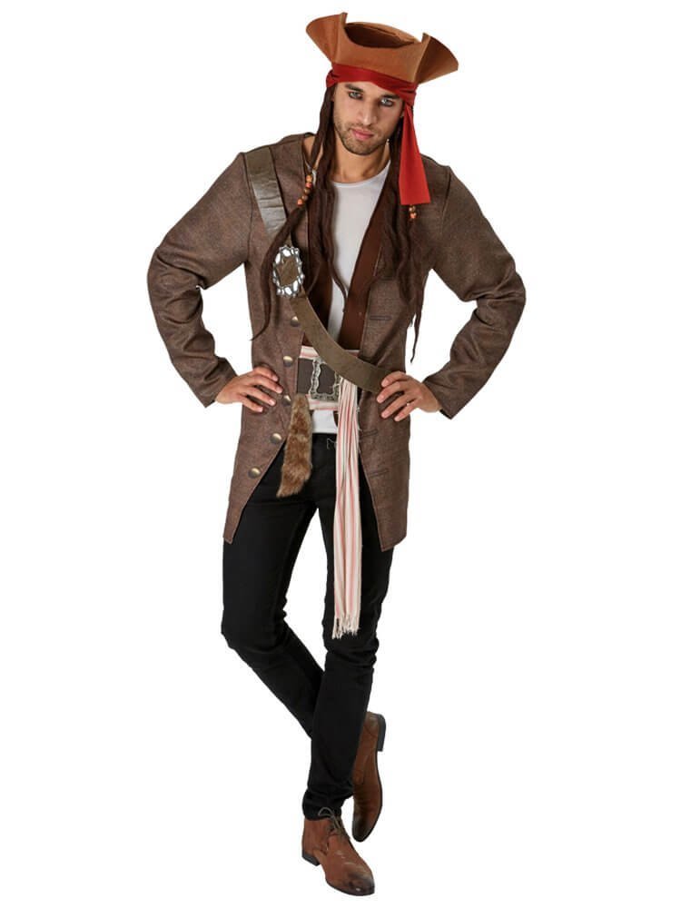 Costume Capitan Jack Sparrow Travestimento Pirati Dei Caraibi Disney Adulti Uomo