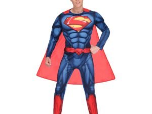 Superman Costume Uomo Carnevale Deluxe Adulti Fancy Dress