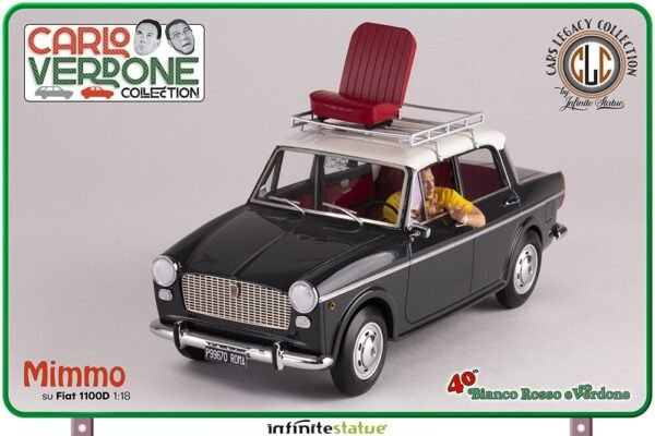 Mimmo Su Fiat 1100 Statuetta In Resina 1 18 Carlo Verdone Bianco Rosso E Verdone
