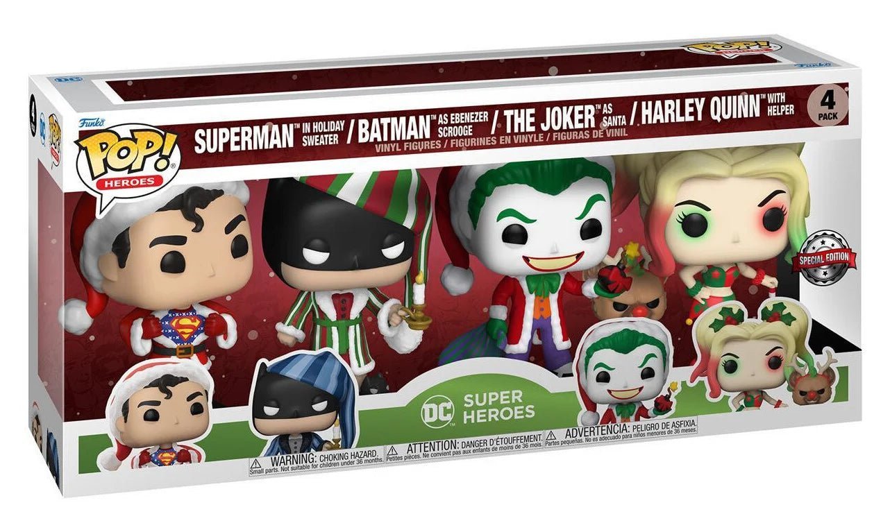Dc 4 Pack Super Heroes Holiday Vinyl Figure 9 Cm Funko