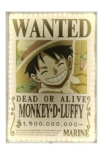 Tekn811642 One Piece Led Wall Lamp Light Wanted Luffy 30 Cm