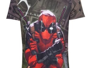 T Shirt Deadpool Dollar Bills Maglietta Maniche Corte Upmo Varie Taglie