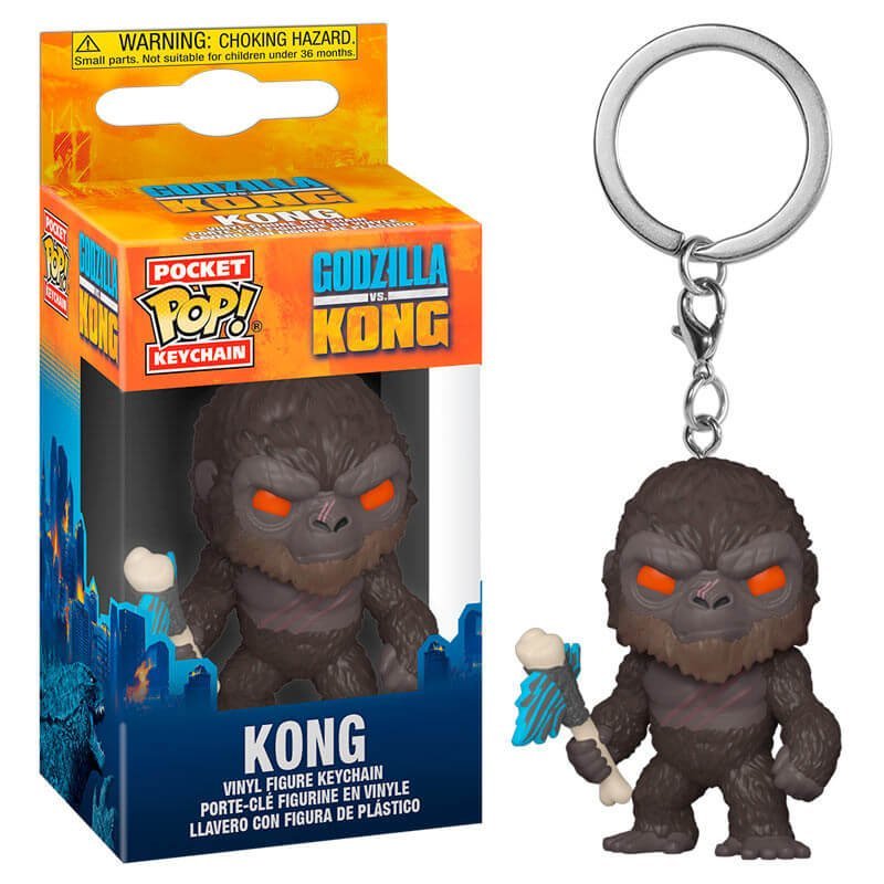 Godzilla Vs Kong Pocket Pop Vinyl Keychains 4 Cm King Kong With Axe Portachiavi