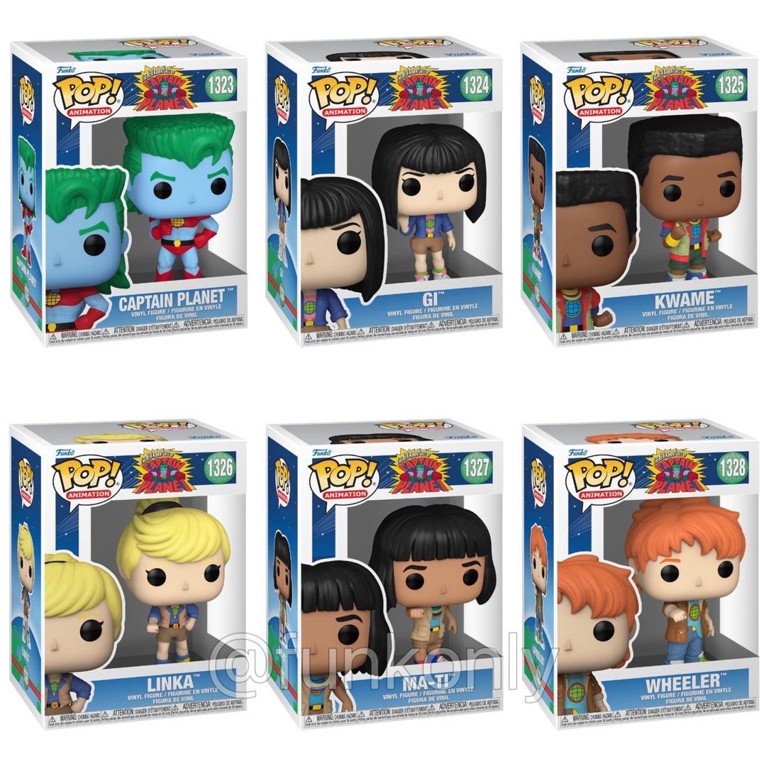 Bundle 6 Funko Captain Planet And The Planeteers Pop 1323 1324 1325 1326 1327 1328