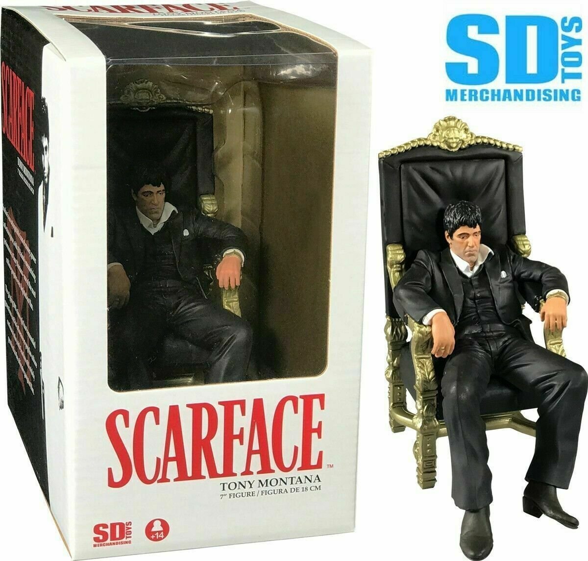 Scarface Statuetta Collezione Movie Icons Pvc Tony Montana Su Trono 18Cm Sd Toys