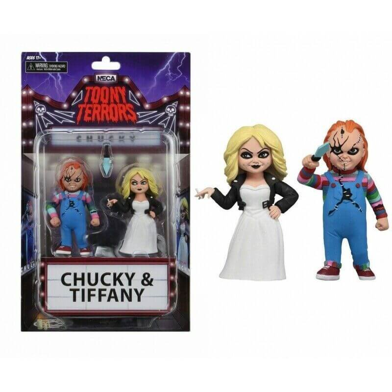 Chucky E Tiffany Bride Of Chucky Toony Terrors Action Figure 2 Pack 15 Cm