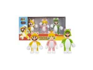 Super Mario 3 Pack Action Figures 3D Worlds Mario Cat Fury Nintendo 10 Cm