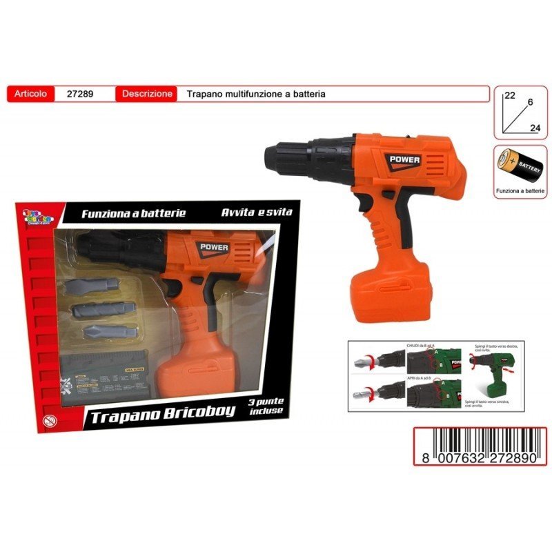 Trapano Avvitatore Giocattolo Avvita E Svita Con Punte Incluse
