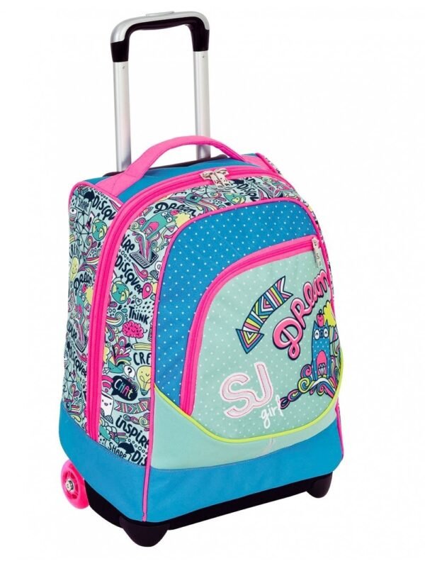 Zaino Scuola Maxi Trolley Sj Gang Girl Seven Azzurro 2017 2018