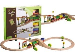 Trenino Con Pista In Legno Con Ponte Ed Accessori 103Cm