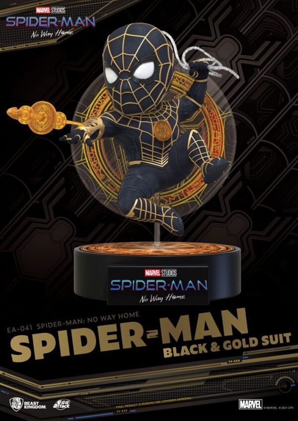 Spider Man Black And Gold Suit Spider Man No Way Home Egg Attack Figure 18 Cm