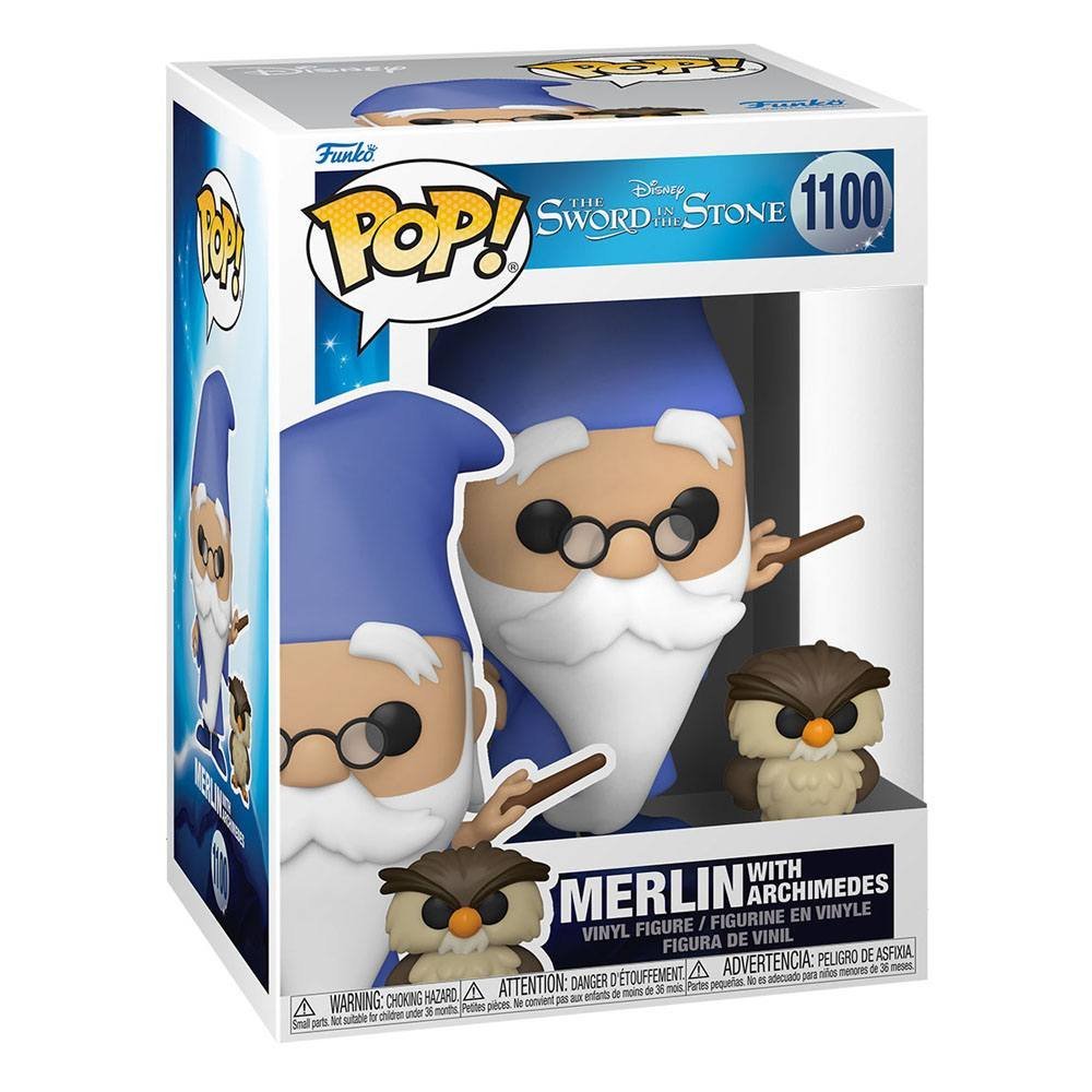 The Sword In The Stone Pop Buddy Vinyl Figure Merlin W Archimedes 9 Cm 1100