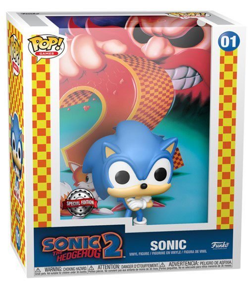 Sonic The Hedgehog 2 Pop Game Cover Vinyl Figure Sonic Exclusive 9 Cm