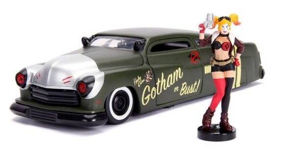 1951 Mercury With Harley Quinn Figure Dc Bombshells Diecast Model Hollywood Rides 1 24