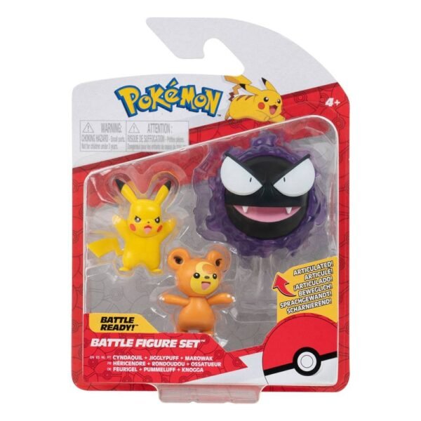 Pokemon Battle Figure 3 Pack Teddiursa Pikachu 9 Gastly 5 Cm