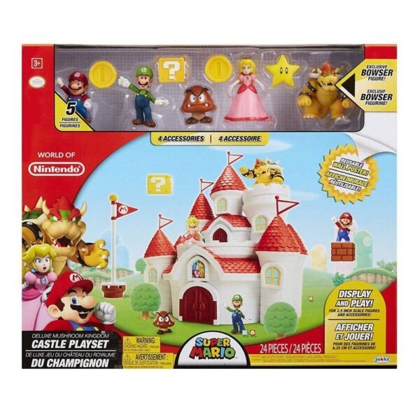 Castello Super Mario Playset Deluxe World Of Nintendo Dmushroom Kingdom Castle 5 Personaggi