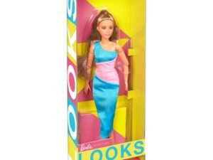 Barbie Signature Looks Doll Model 15 Brunette Ponytail Turquoise Pink Dress