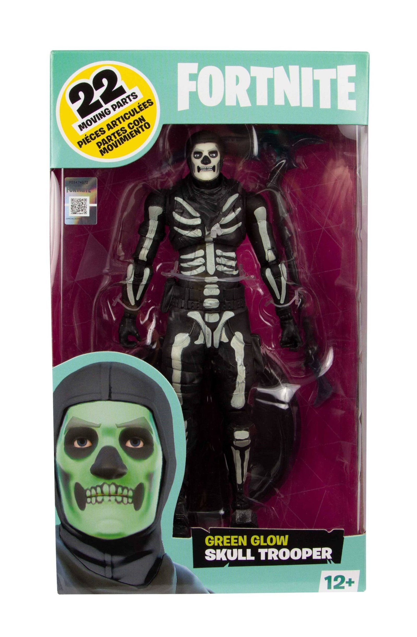 Green Glow Skull Trooper Action Figure Fortnite Fluorescente Al Buio 18 Cm Mcfarlane