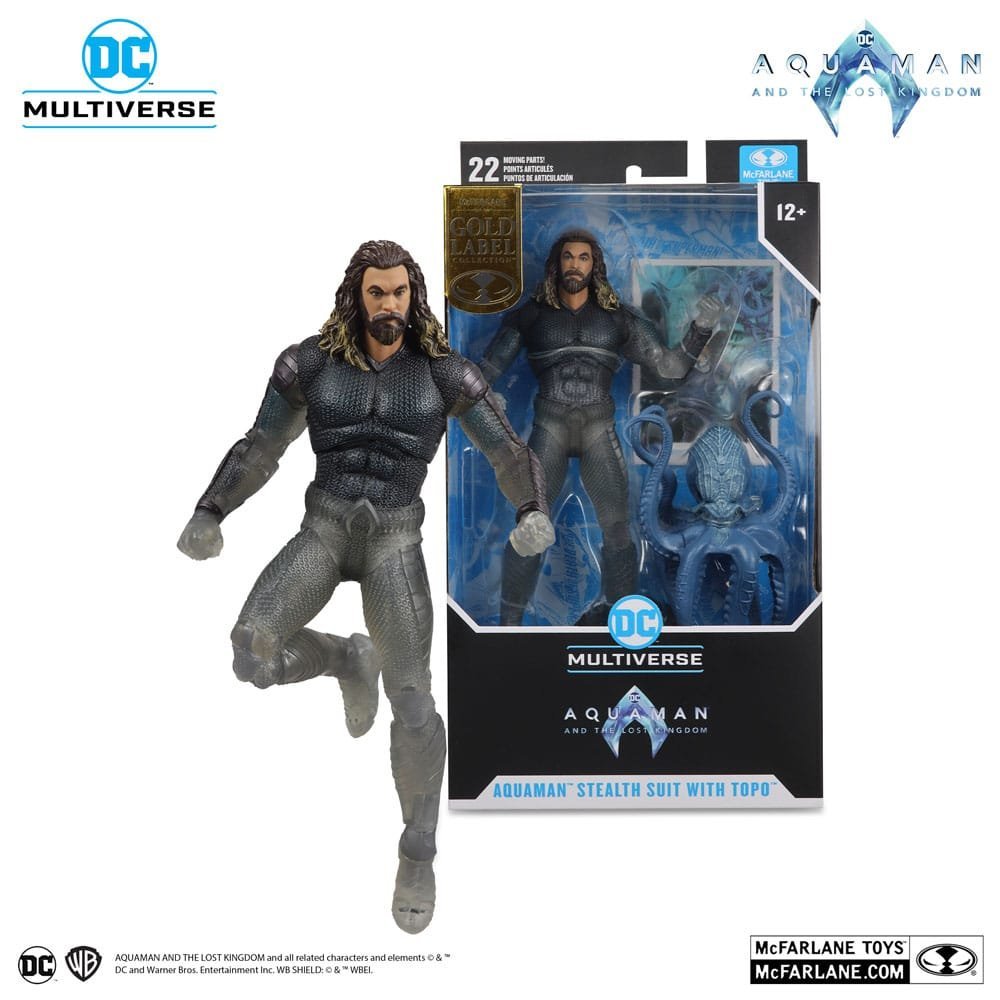 Aquaman Stealth Suit With Topo Gold Label Aquaman And The Lost Kingdom Dc Multiverse Action Figure 18 Cm