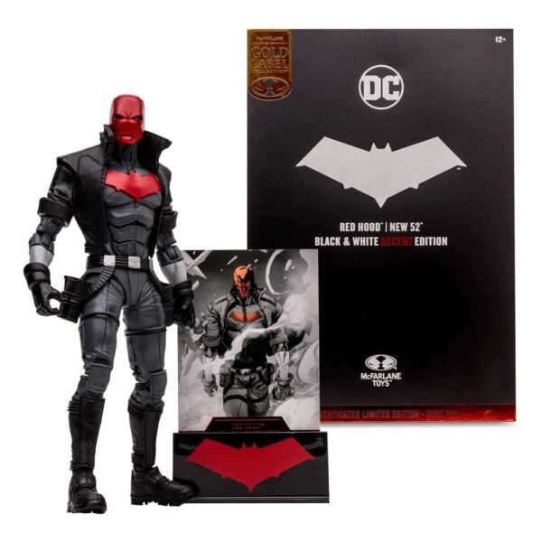 Red Hood The New 52 Black White Accent Edition Gold Label Dc Multiverse Action Figure 18 Cm