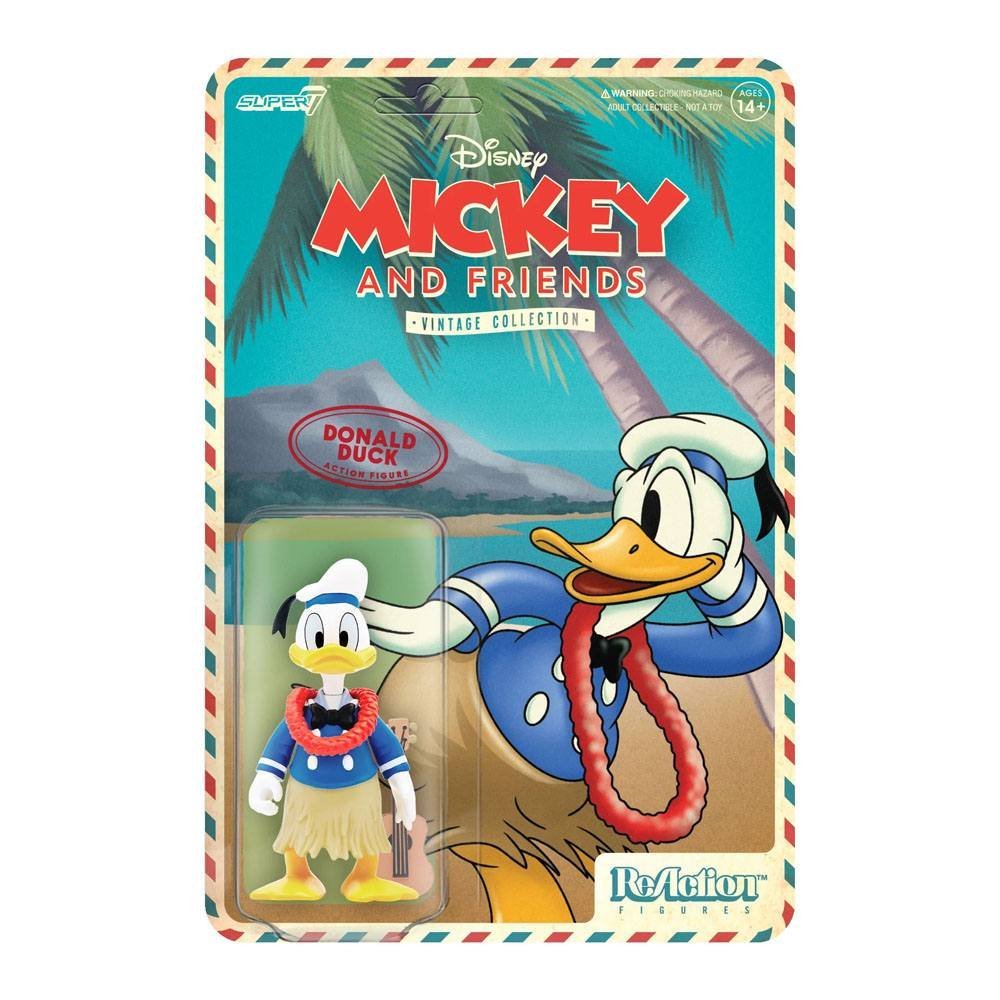 Donald Duck Hawaiian Holiday Disney Reaction Action Figure Wave 2 Vintage Collection 10 Cm
