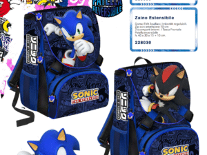 Sonic Zaino Scuola Estensibile School Pack Con Astuccio 3 Zip
